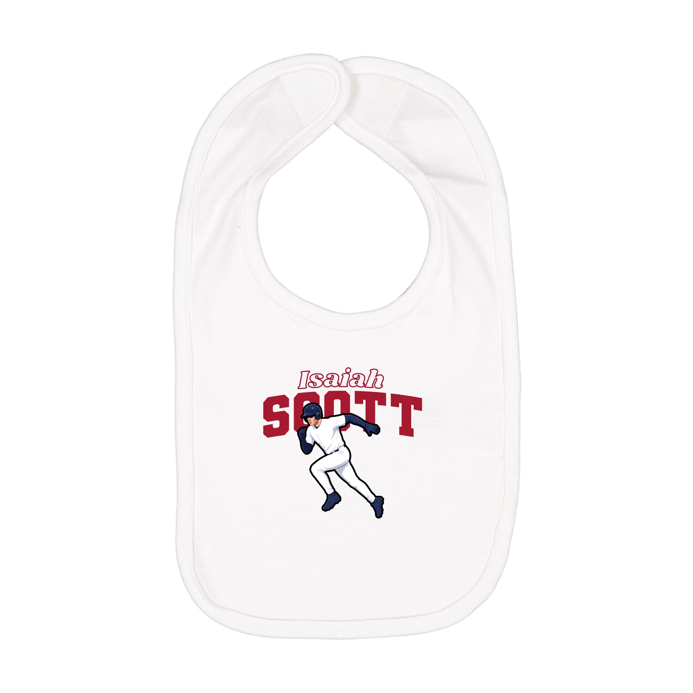 Infant Bib — Name Arch in White