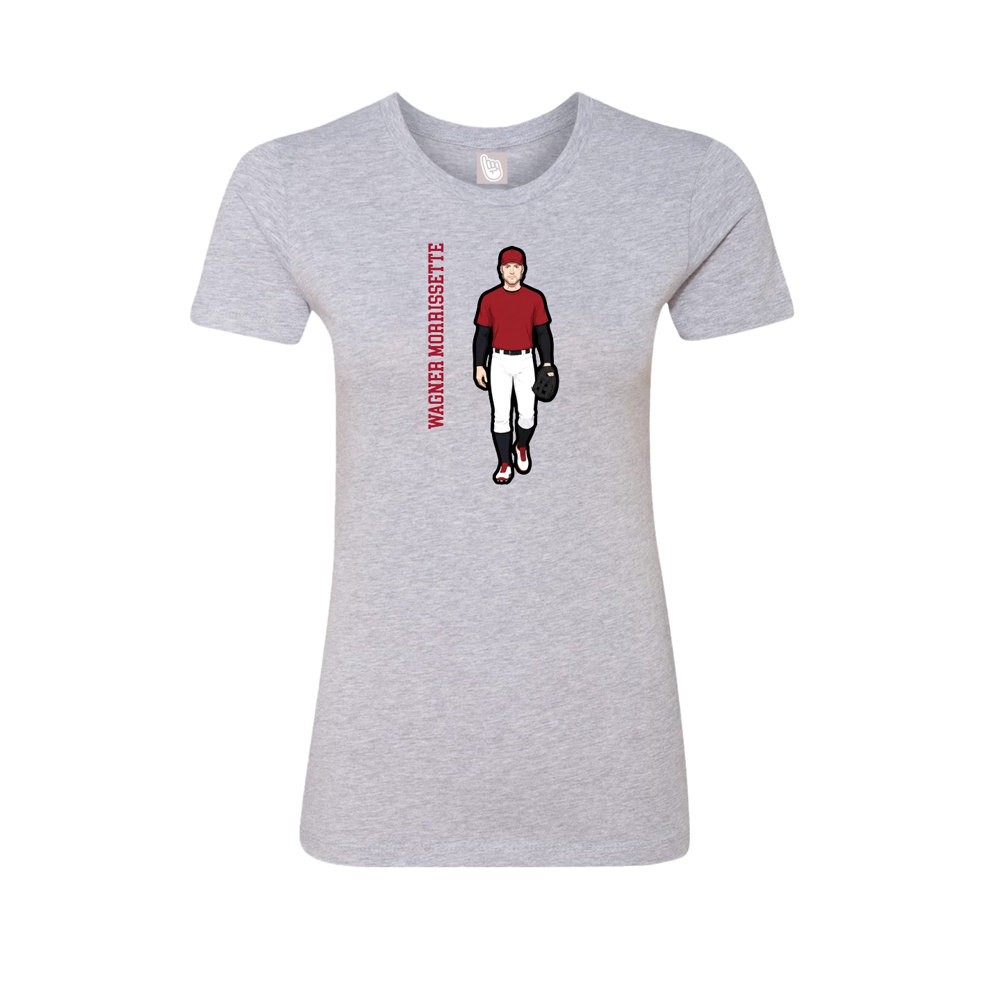 Fitted Women's Tee — Name Vertical in Grey