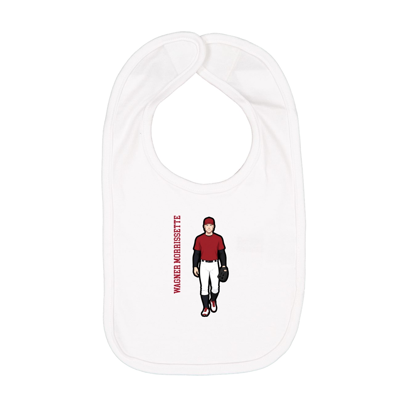 Infant Bib — Name Vertical in White