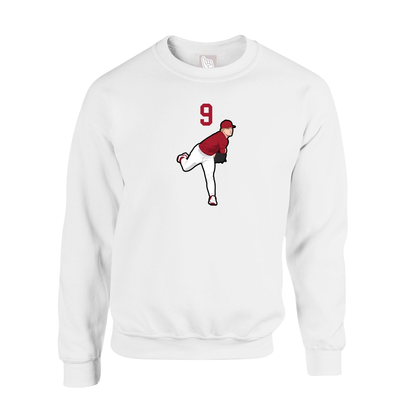 Fleece Crew — Number Top in White