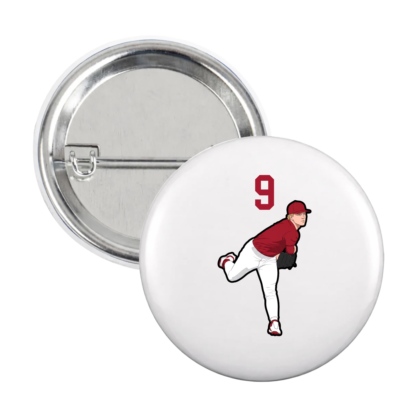 Game Day Button — Number Top in White