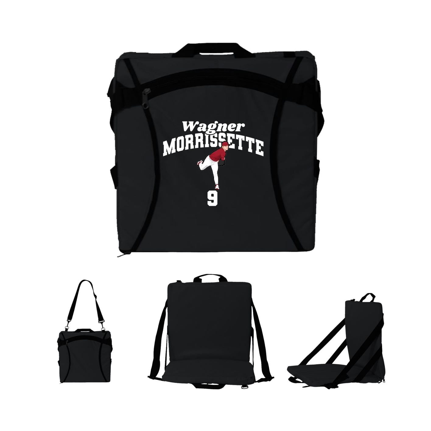 Folding Stadium Seat — Signature Arch in Black