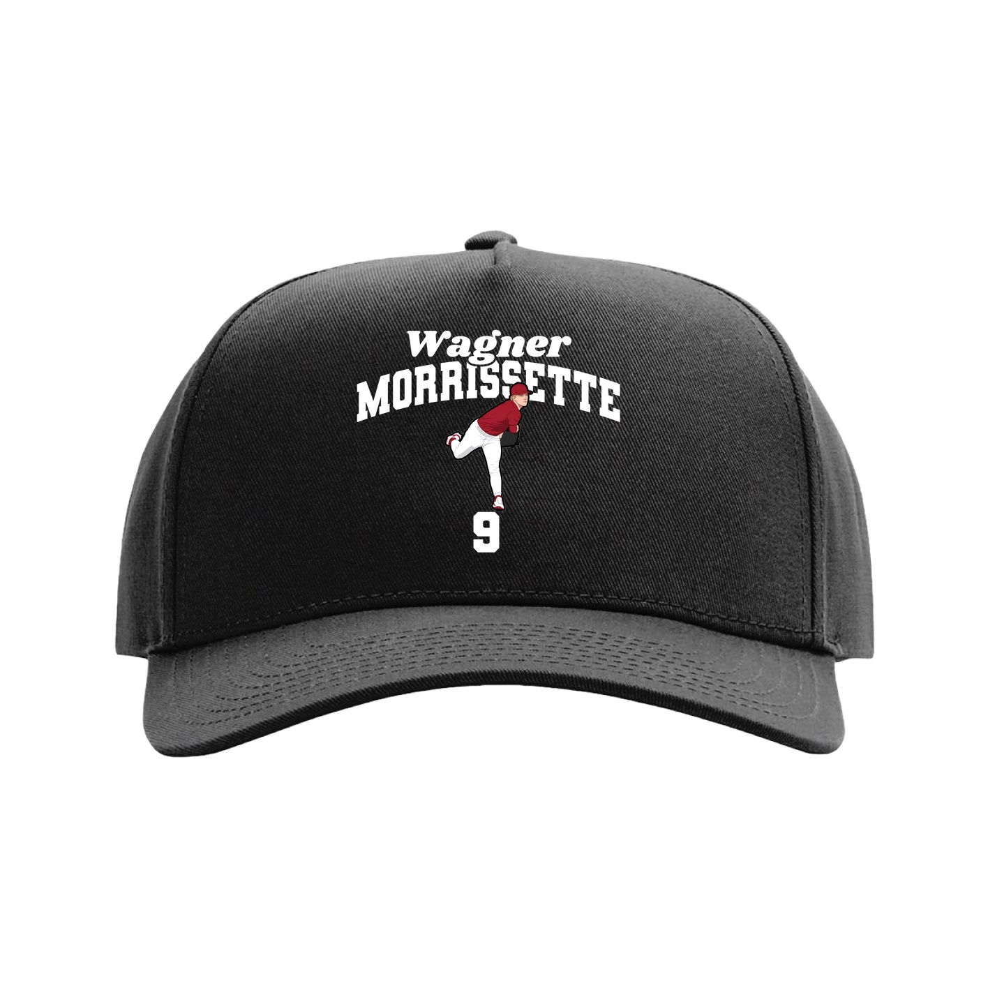 Full Fabric Five-Panel Champ Cap — Signature Arch in Black