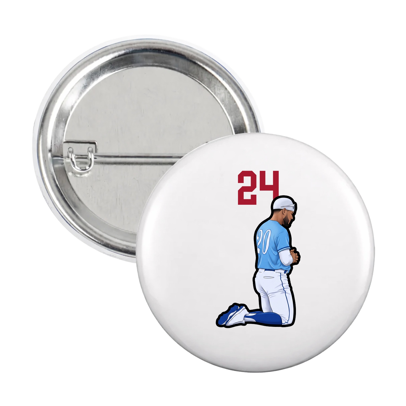 Game Day Button — Number Top in White