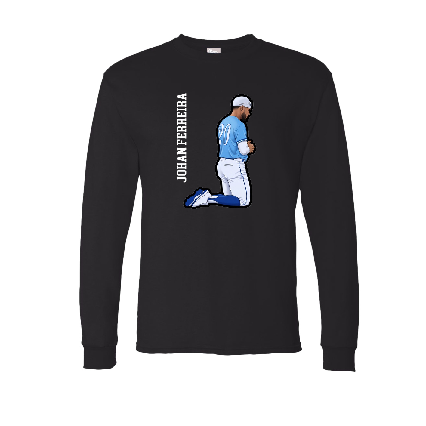 Long Sleeve Tee — Name Vertical in Black