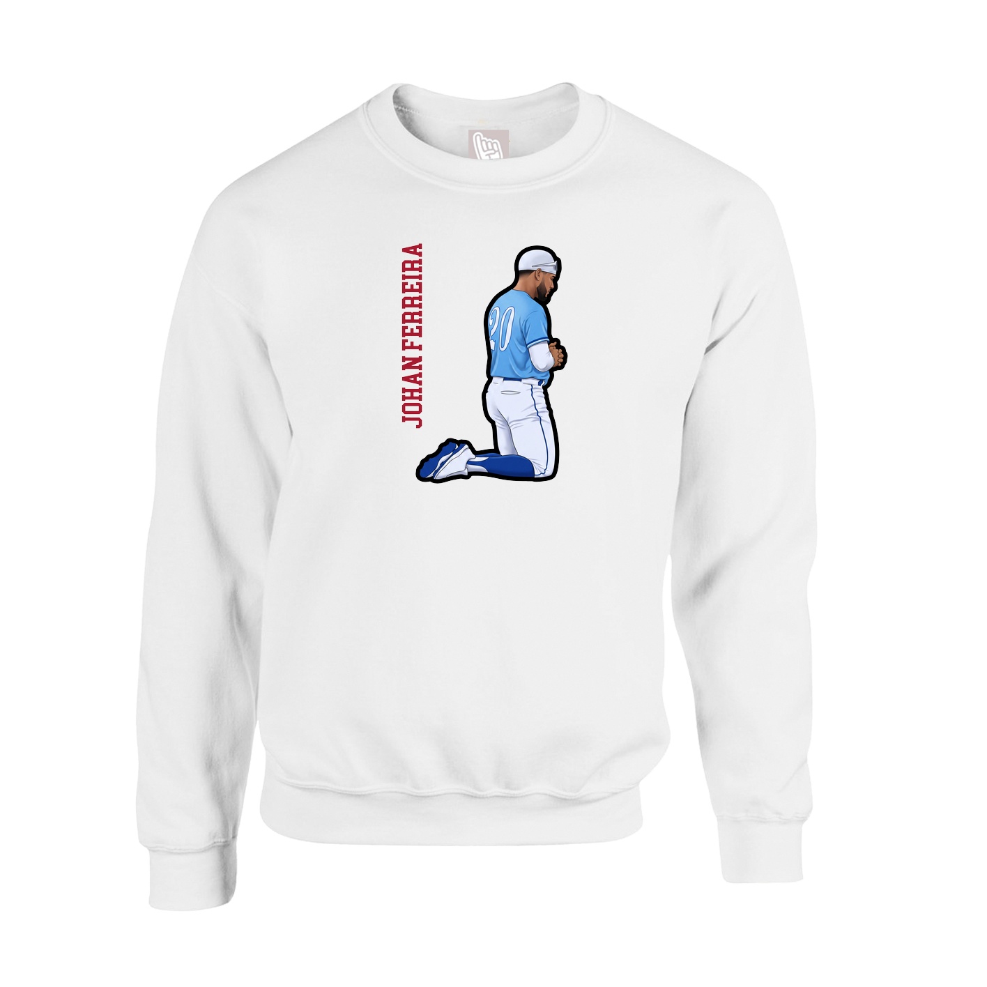 Fleece Crew — Name Vertical in White
