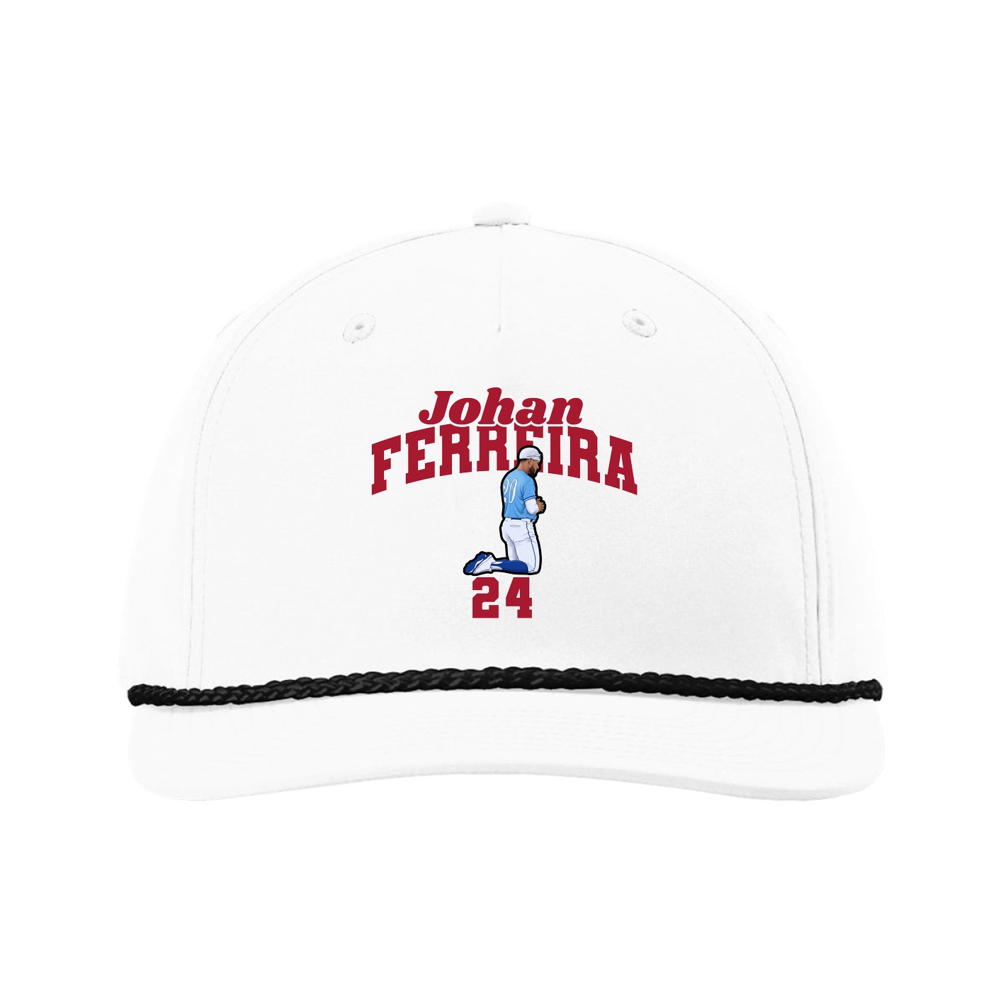 Five-Panel Classic Rope Cap — Signature Arch in White