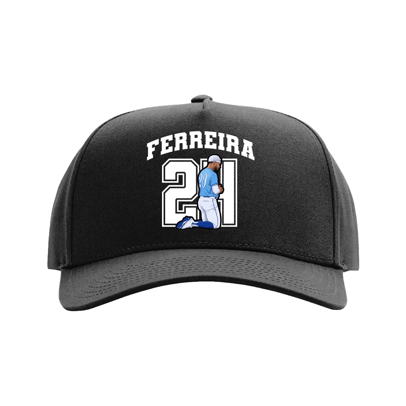 Full Fabric Five-Panel Champ Cap — Number in Black