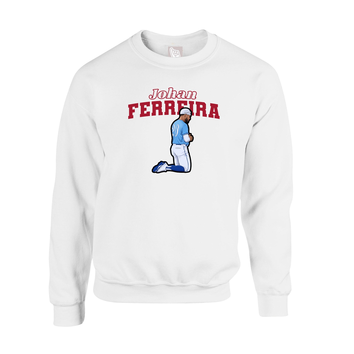 Fleece Crew — Name Arch in White
