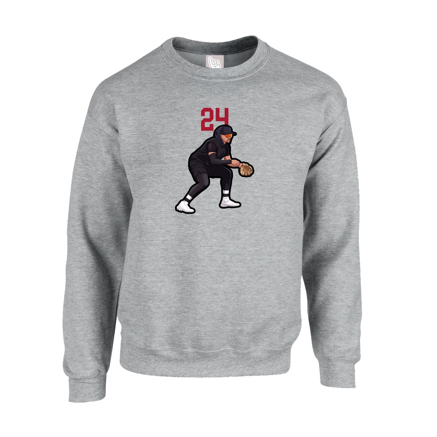 Fleece Crew — Number Top in Grey