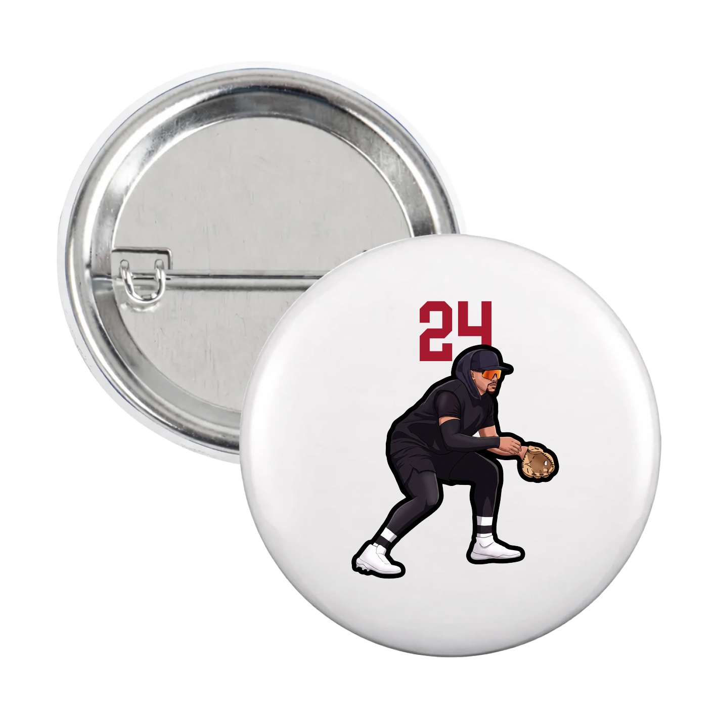 Game Day Button — Number Top in White