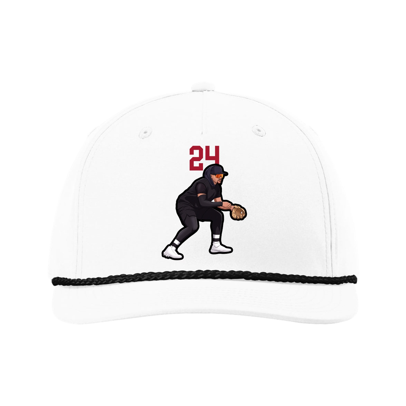 Five-Panel Classic Rope Cap — Number Top in White