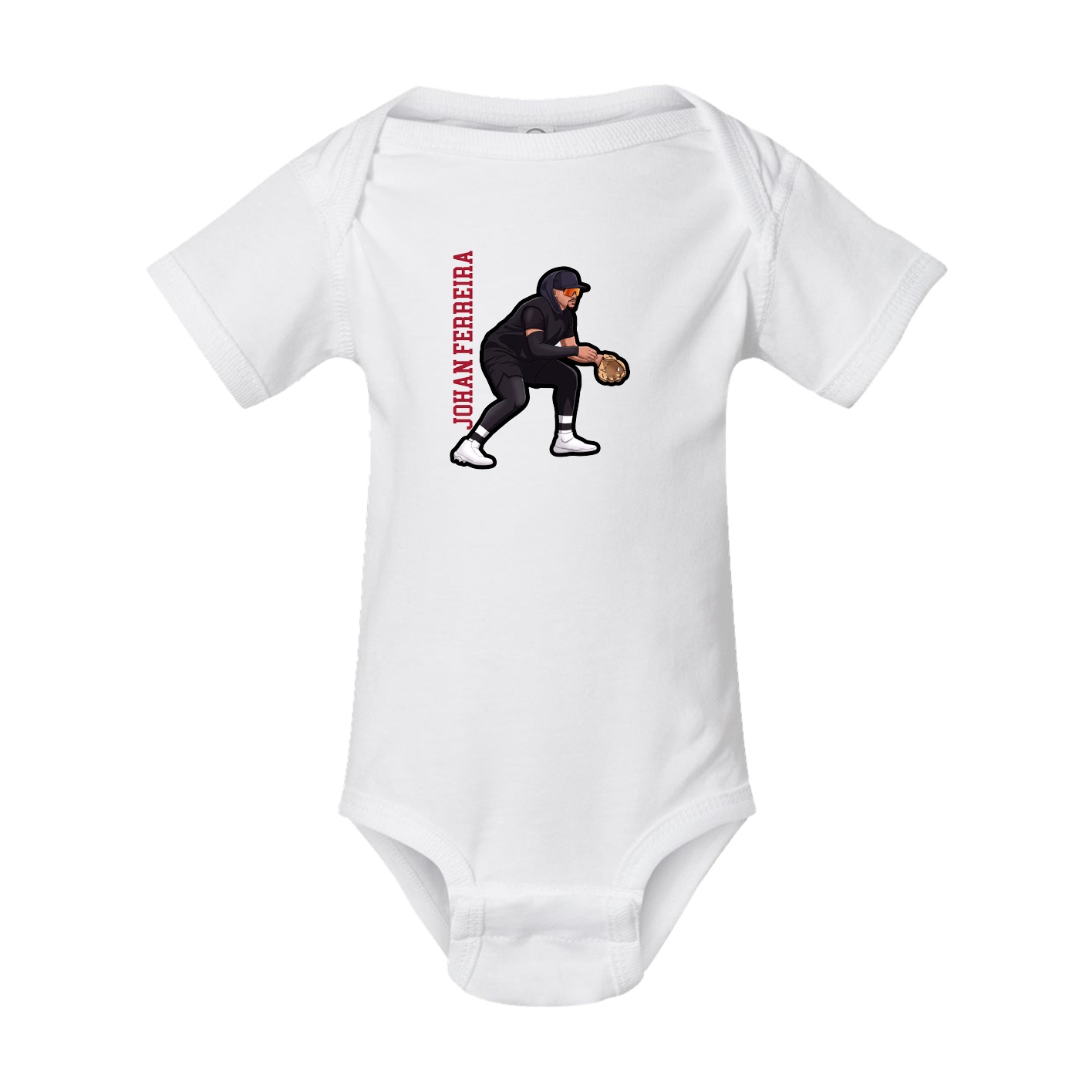 Baby Onesie — Name Vertical in White