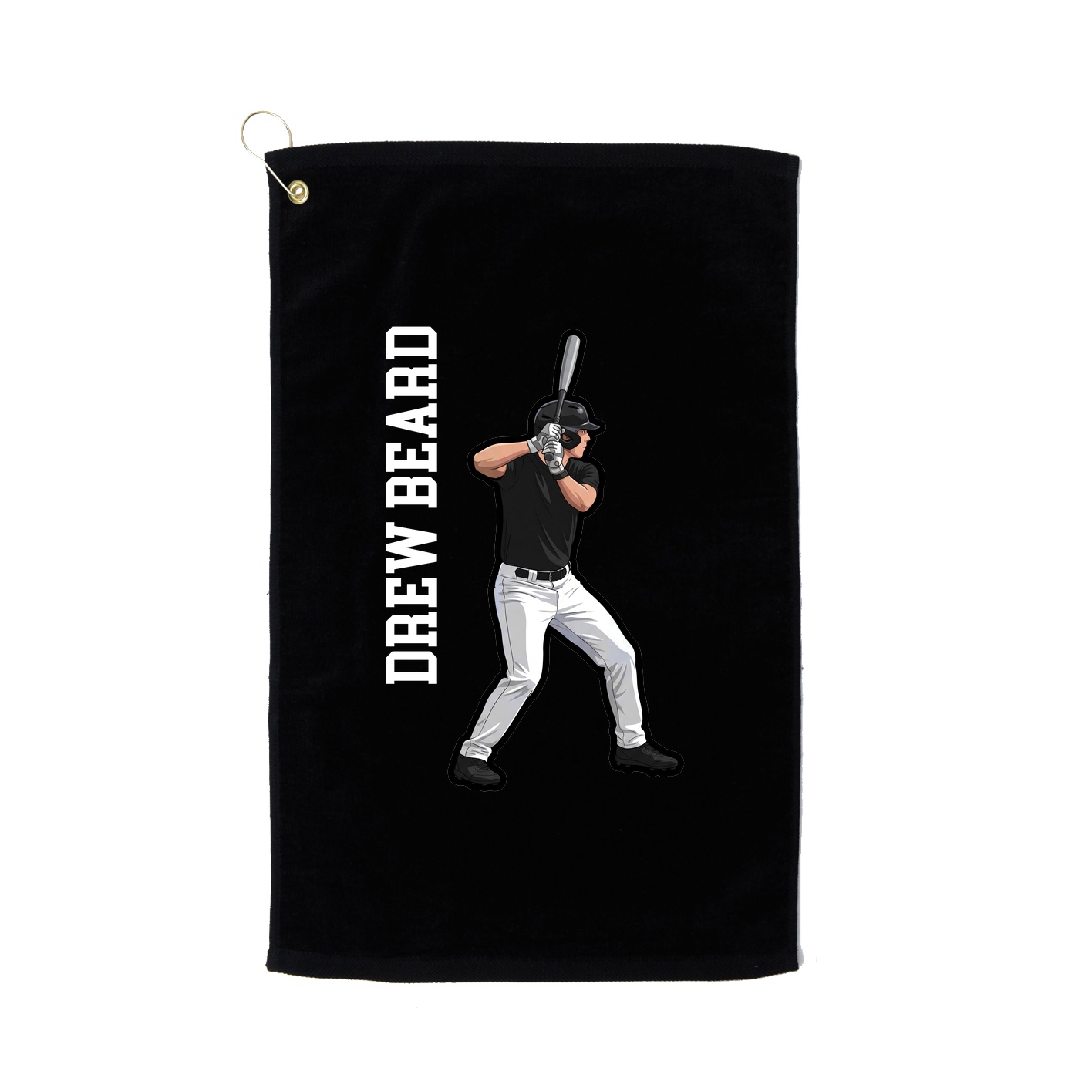 Golf Towel — Name Vertical in Black