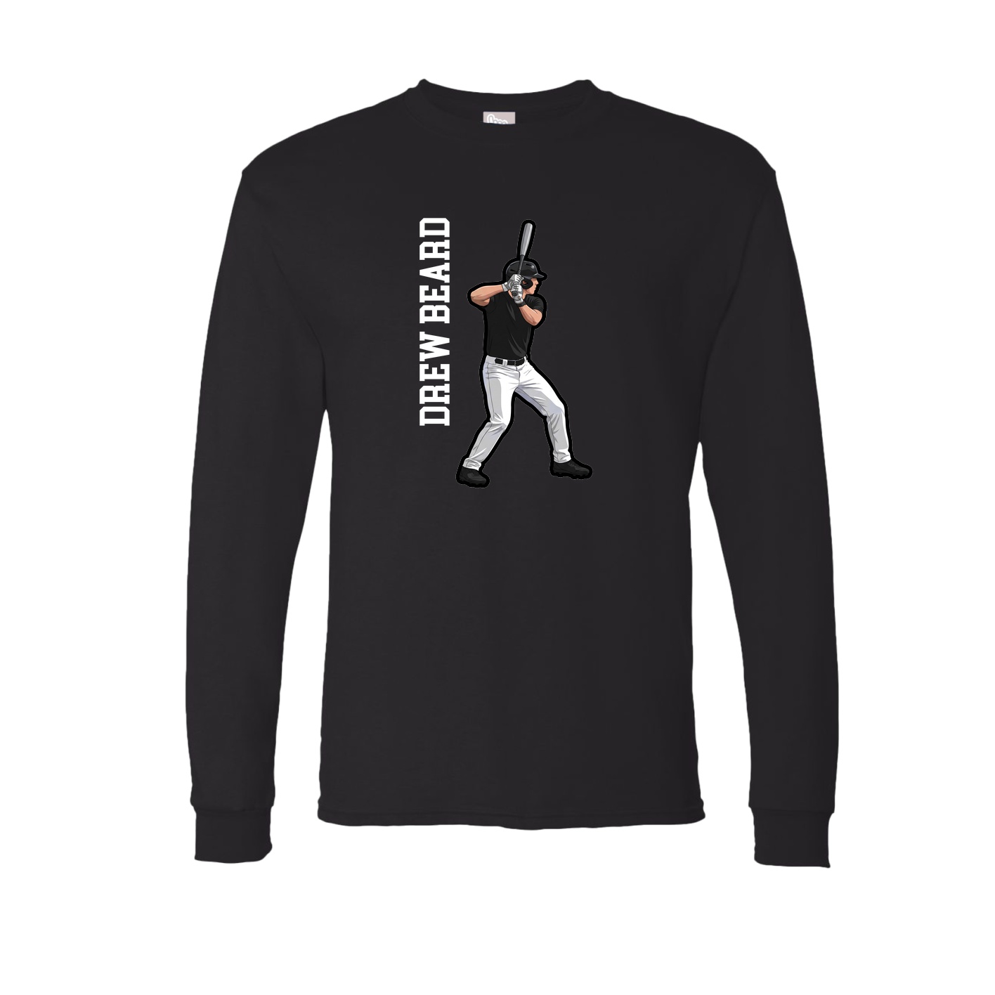 Long Sleeve Tee — Name Vertical in Black
