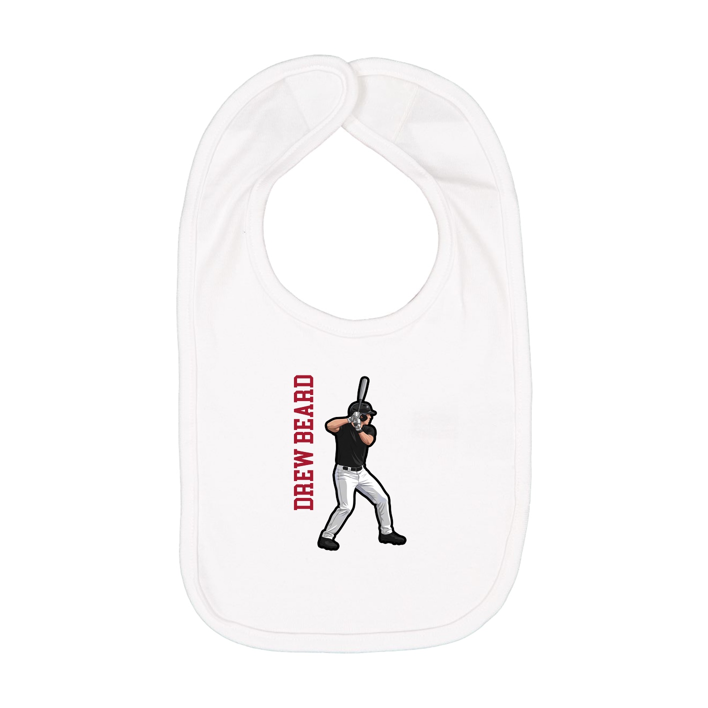 Infant Bib — Name Vertical in White
