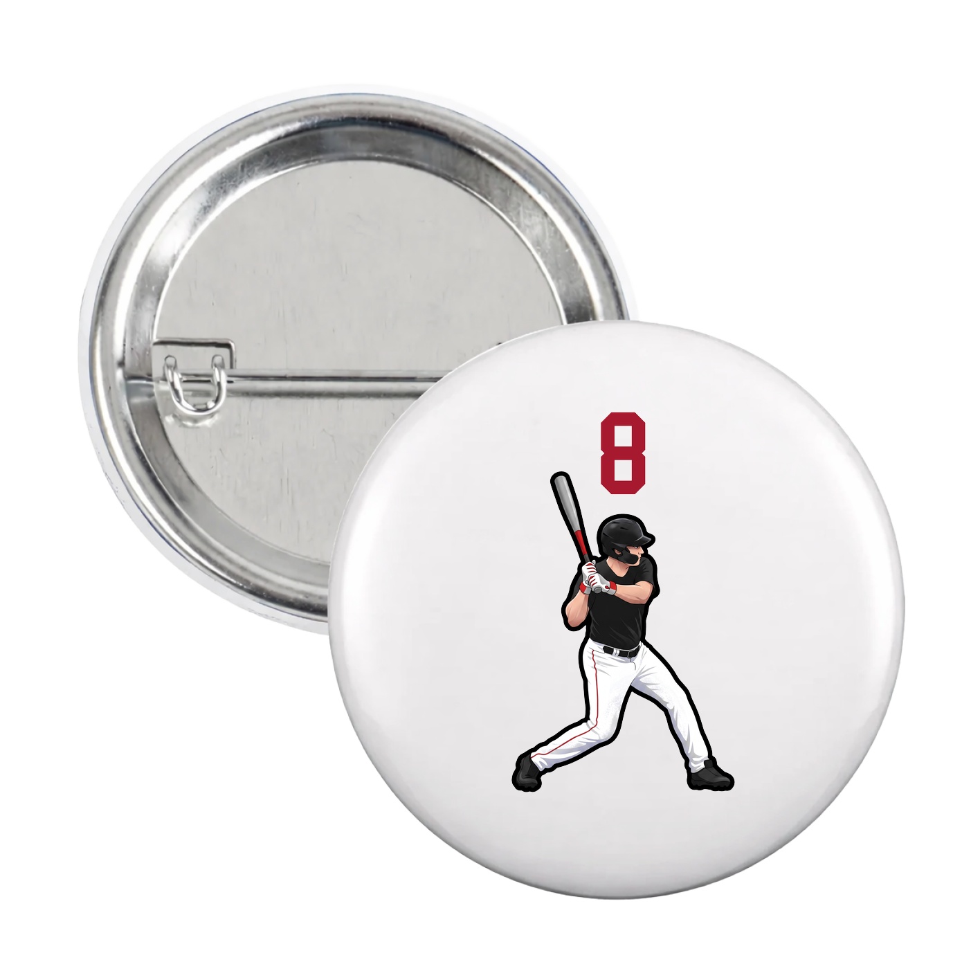 Game Day Button — Number Top in White