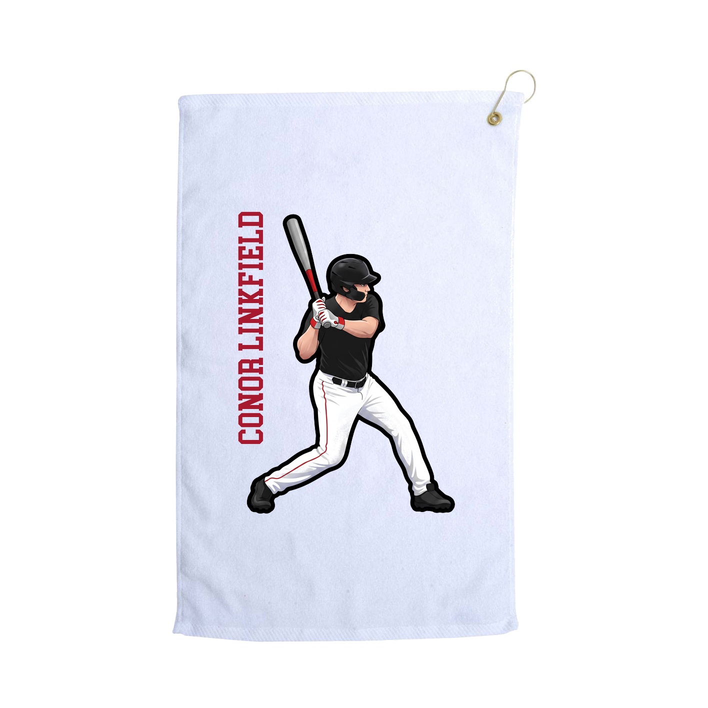 Golf Towel — Name Vertical in White
