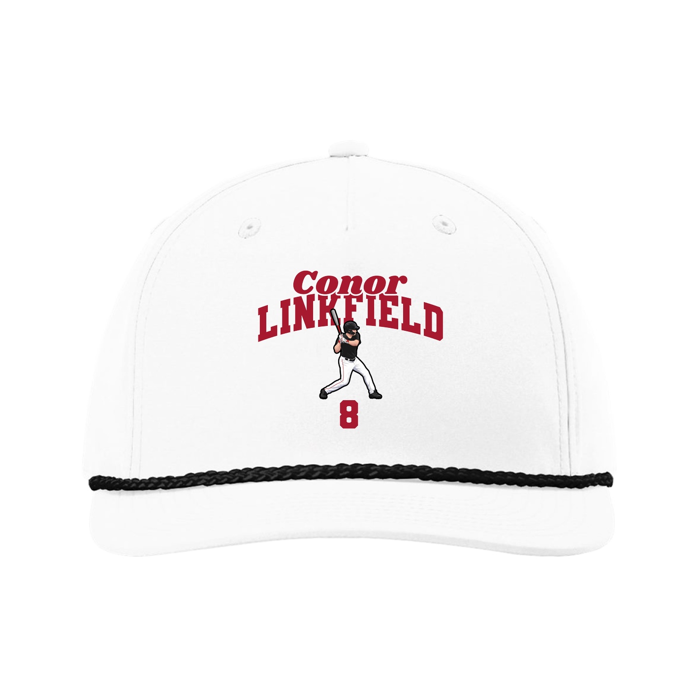 Five-Panel Classic Rope Cap — Signature Arch in White
