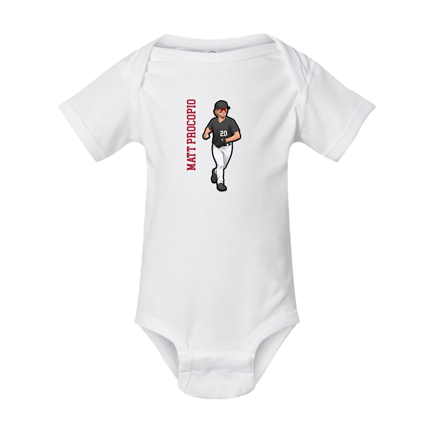 Baby Onesie — Name Vertical in White