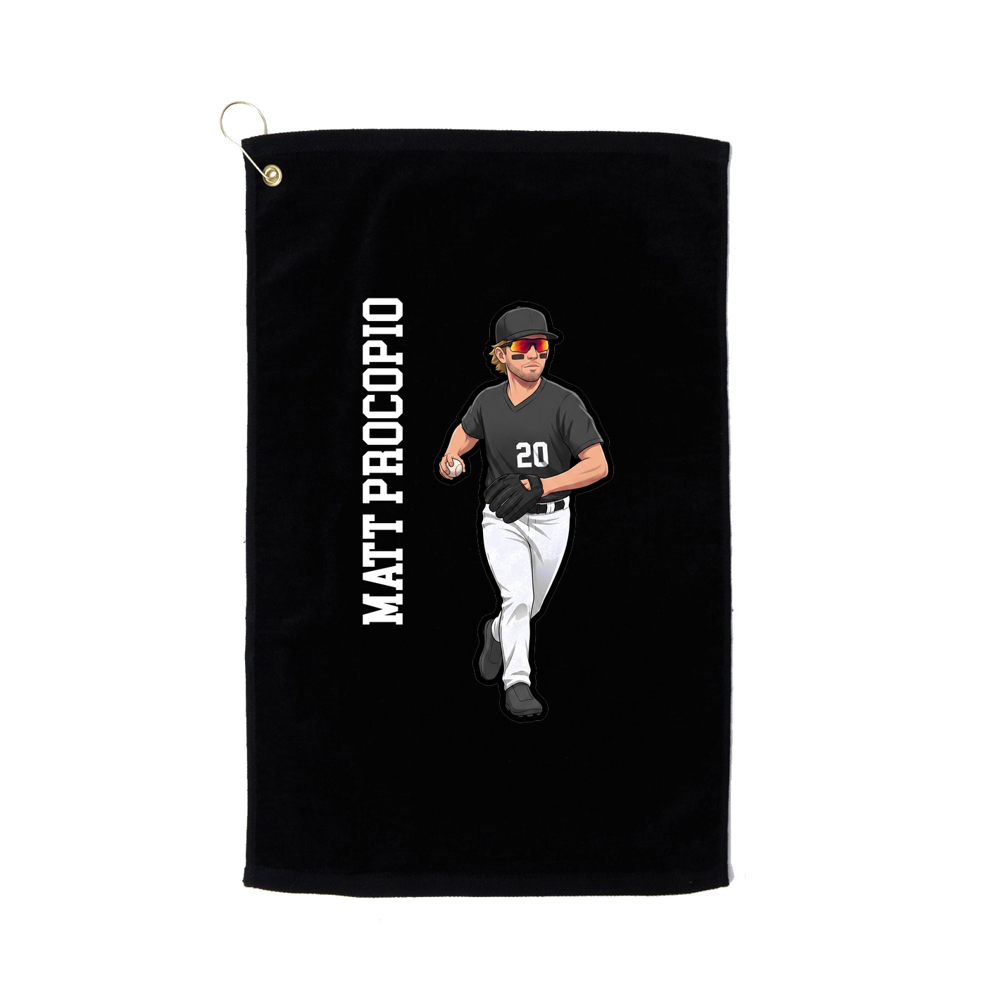 Golf Towel — Name Vertical in Black