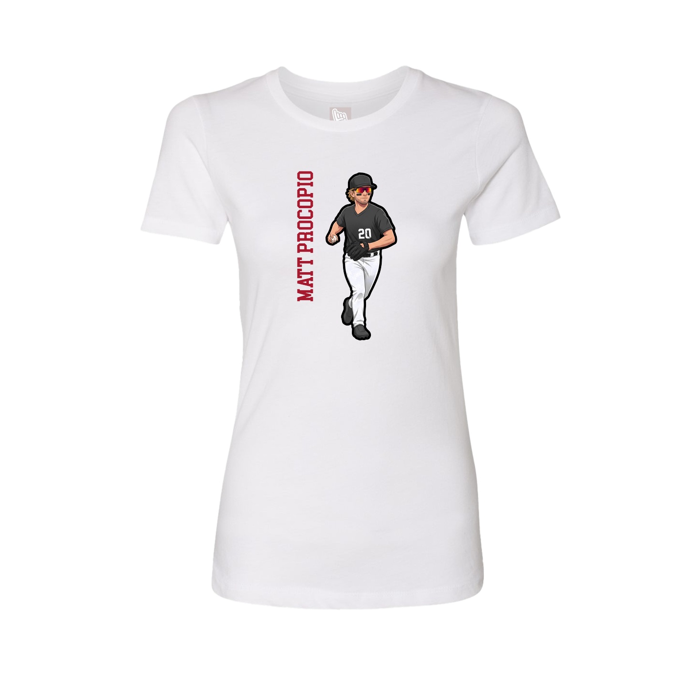 Fitted Women's Tee — Name Vertical in White