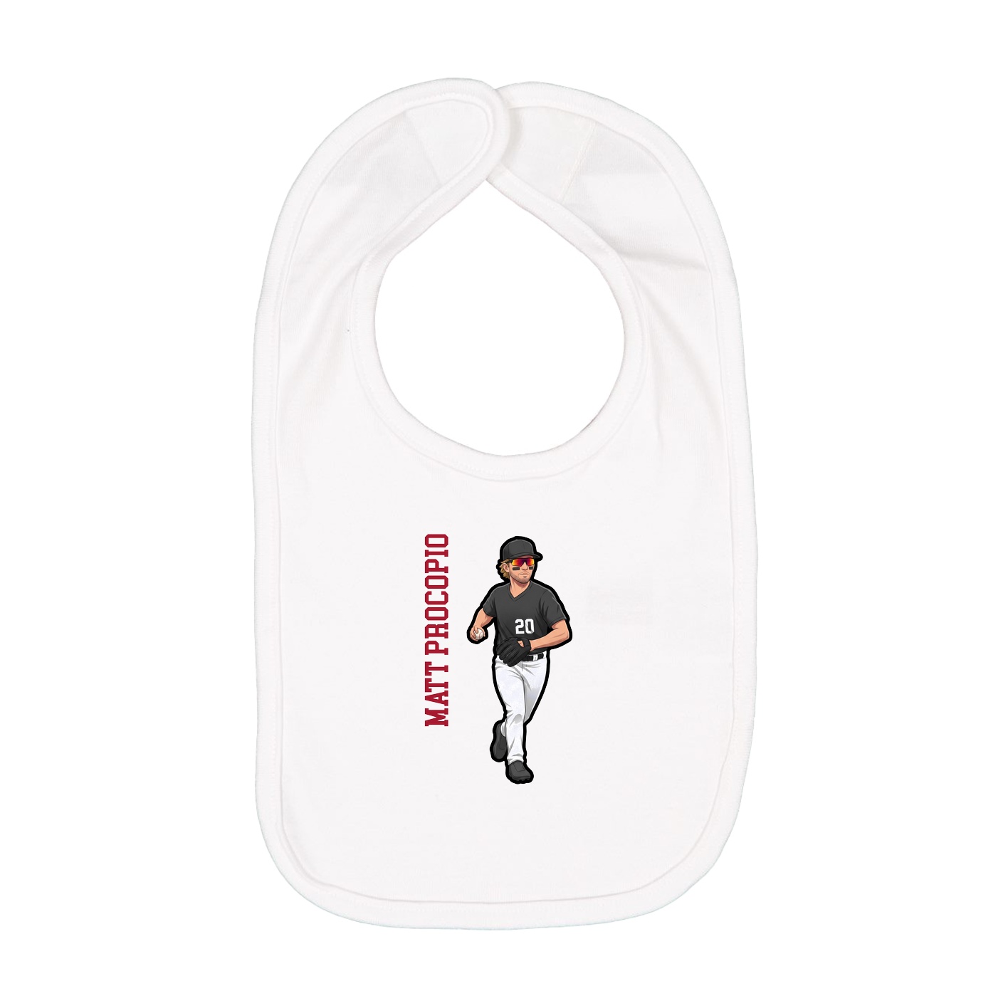Infant Bib — Name Vertical in White