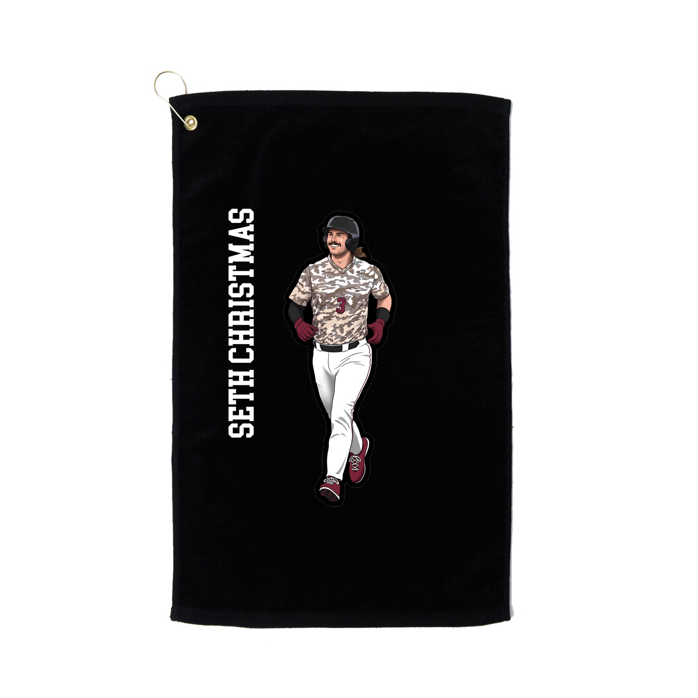 Golf Towel — Name Vertical in Black