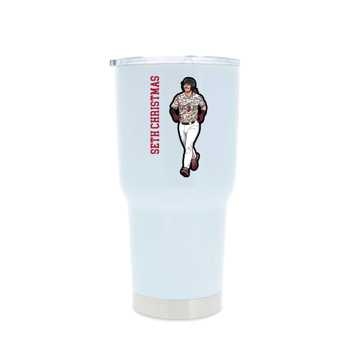 30oz Stainless Steel Tumbler — Name Vertical in White