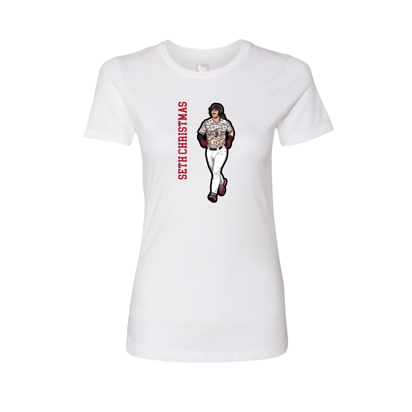 Fitted Women's Tee — Name Vertical in White