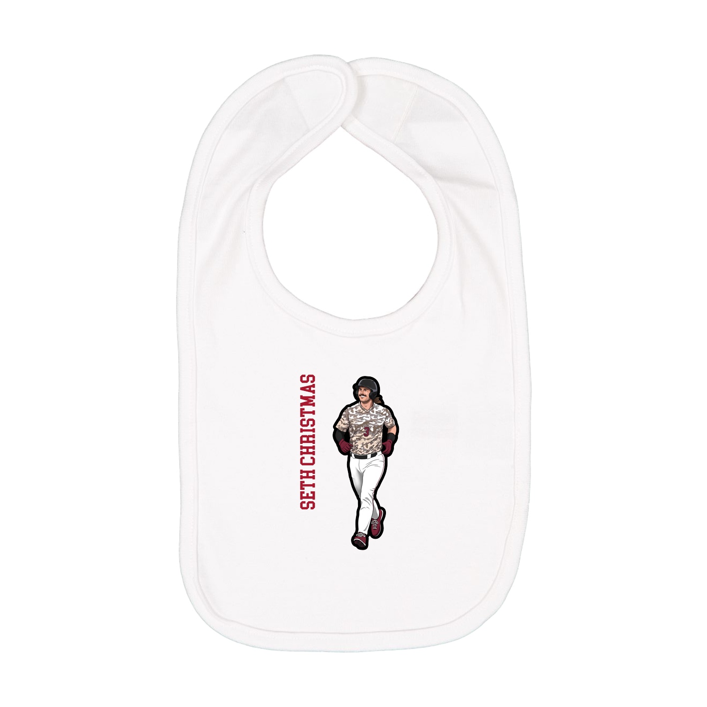 Infant Bib — Name Vertical in White