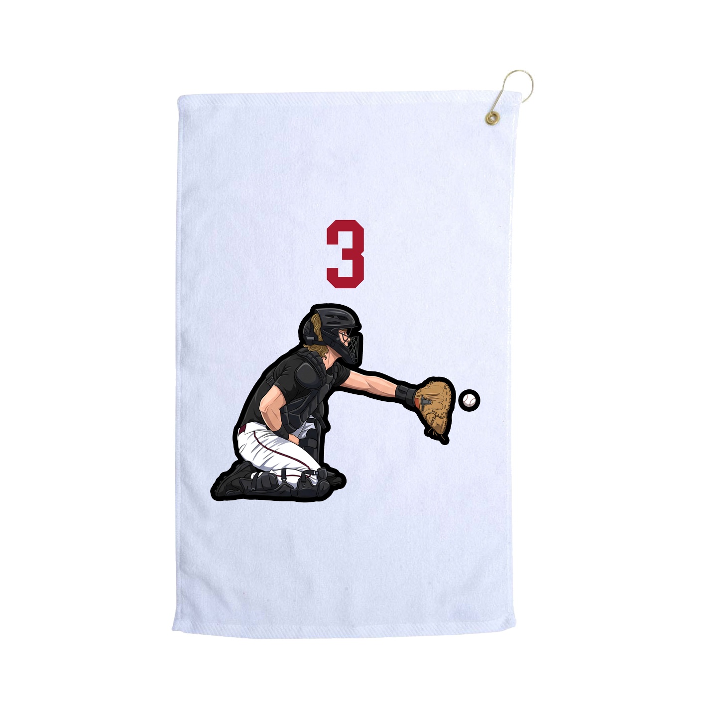 Golf Towel — Number Top in White