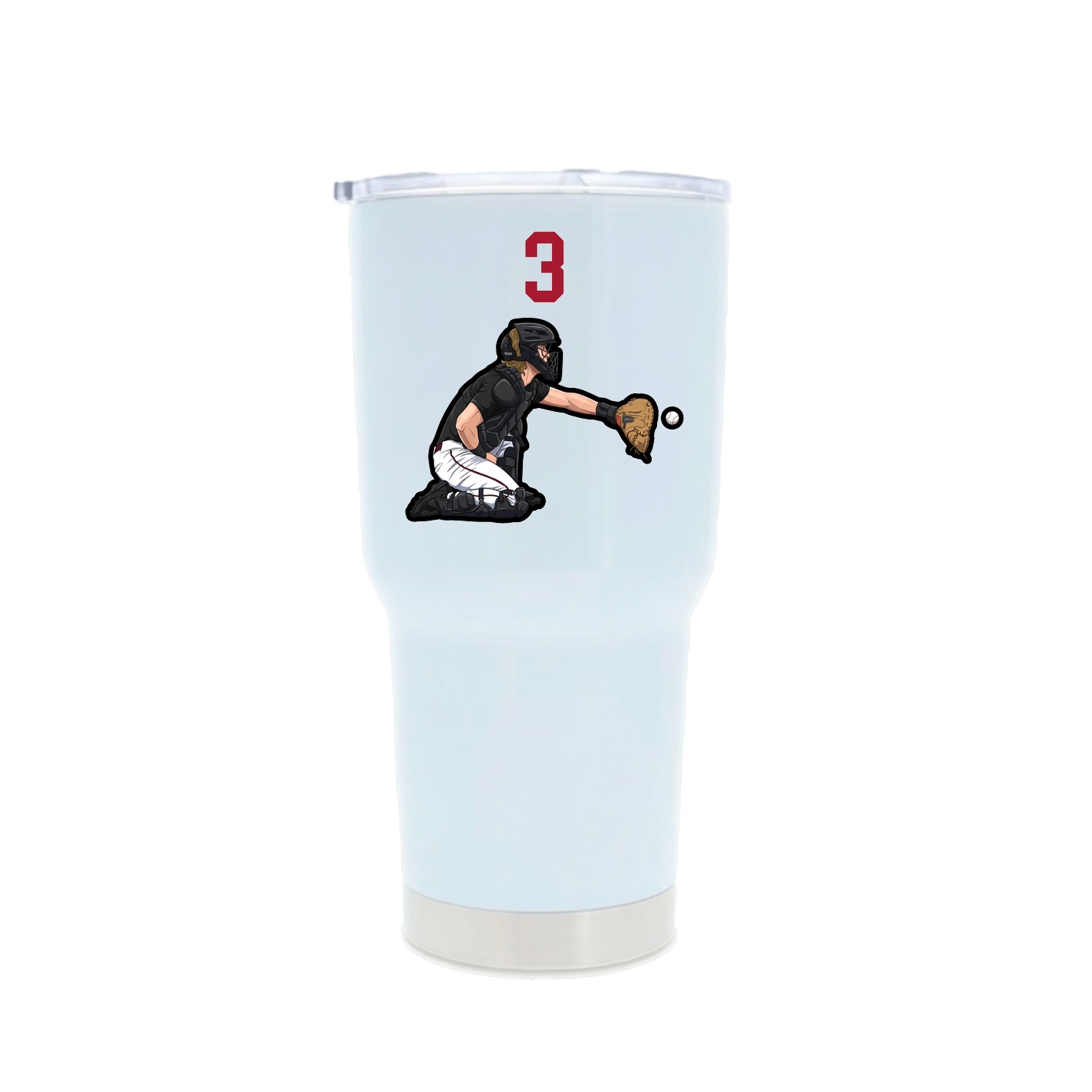 30oz Stainless Steel Tumbler — Number Top in White