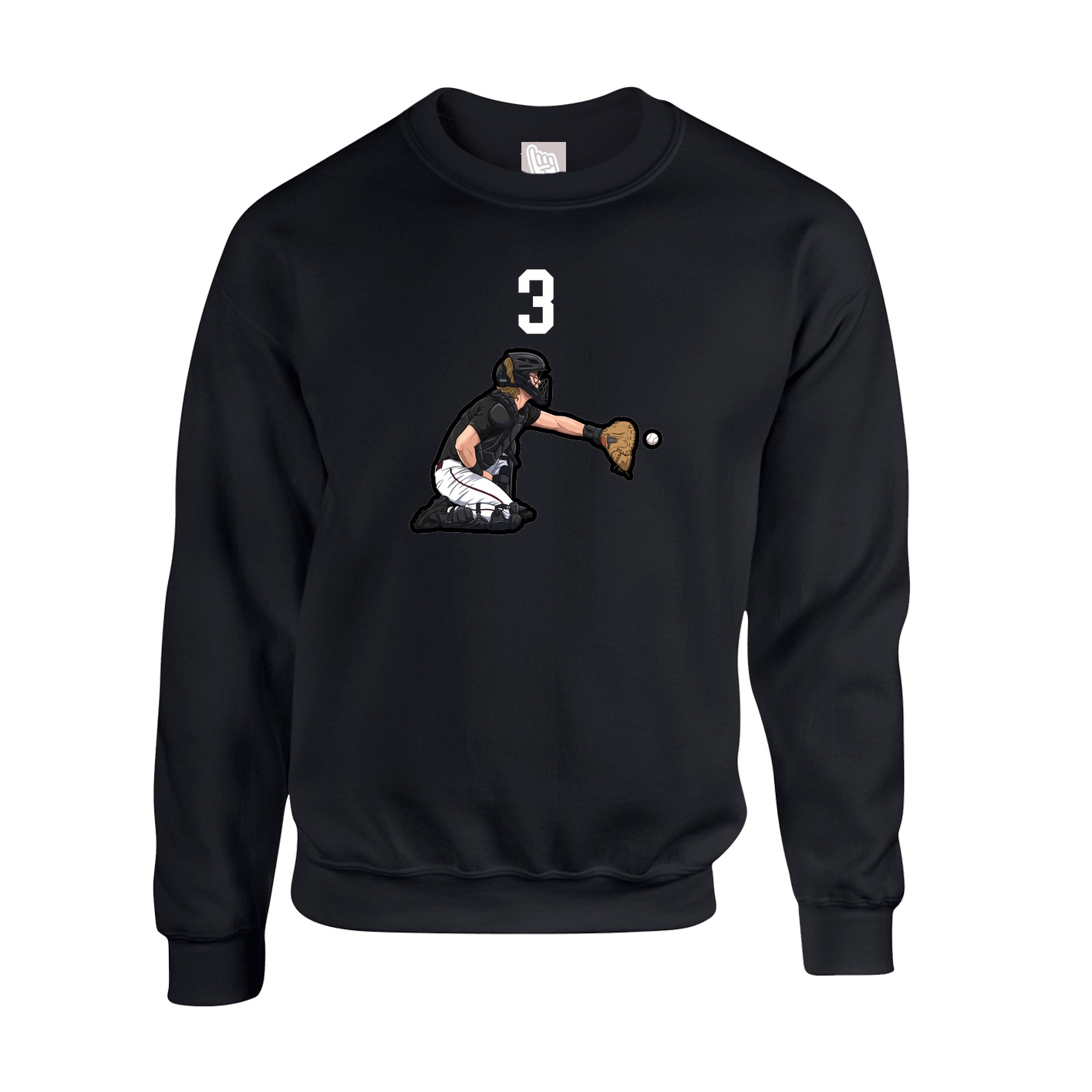 Fleece Crew — Number Top in Black