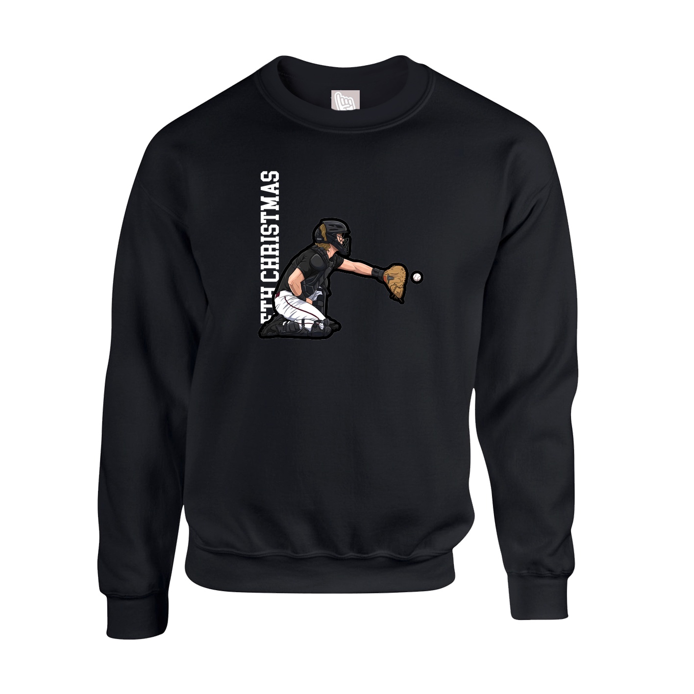 Fleece Crew — Name Vertical in Black