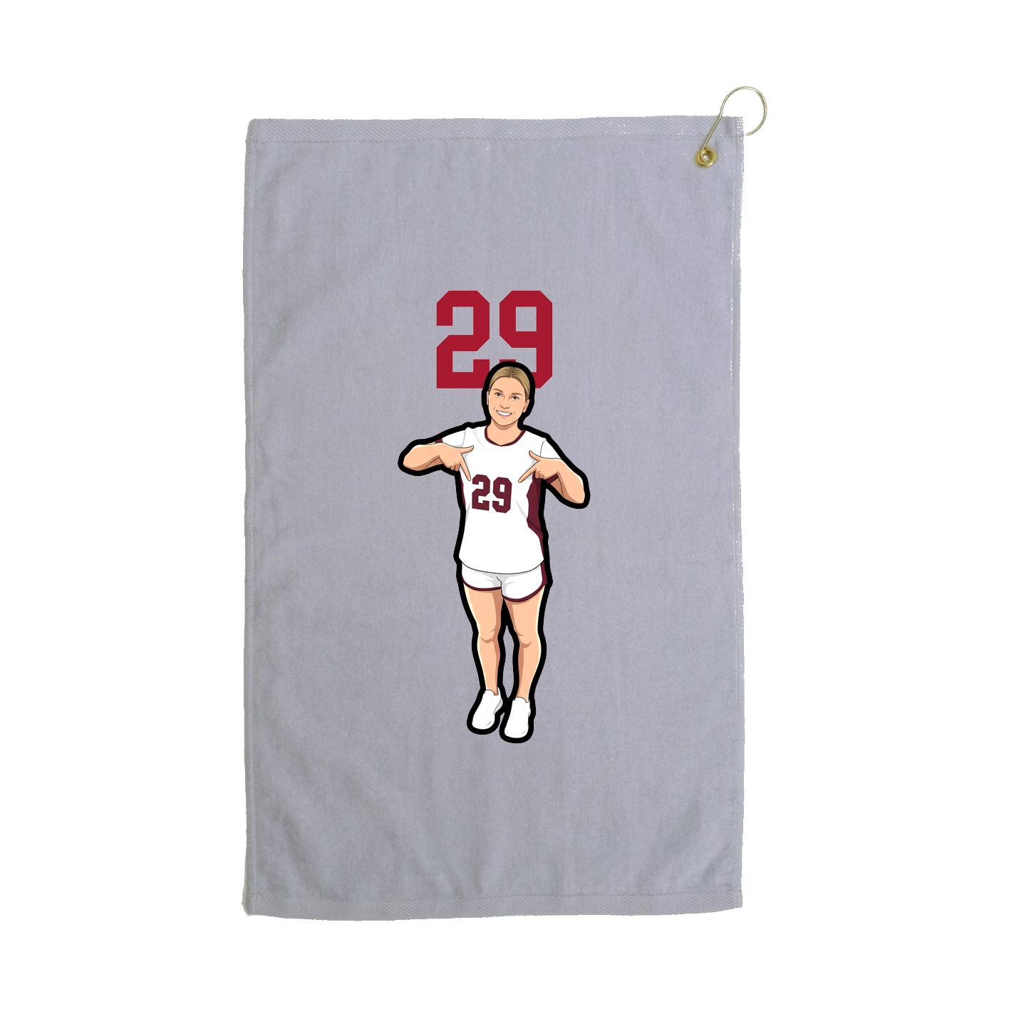 Golf Towel — Number Top in Grey