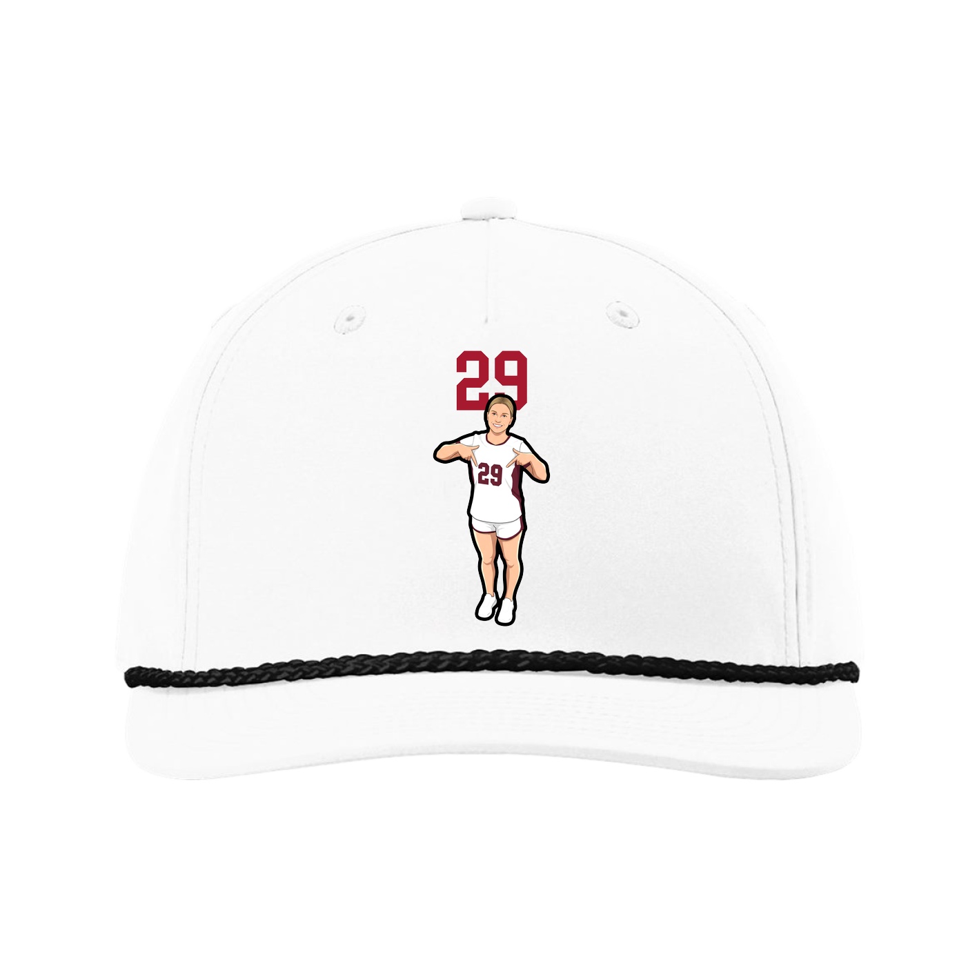 Five-Panel Classic Rope Cap — Number Top in White