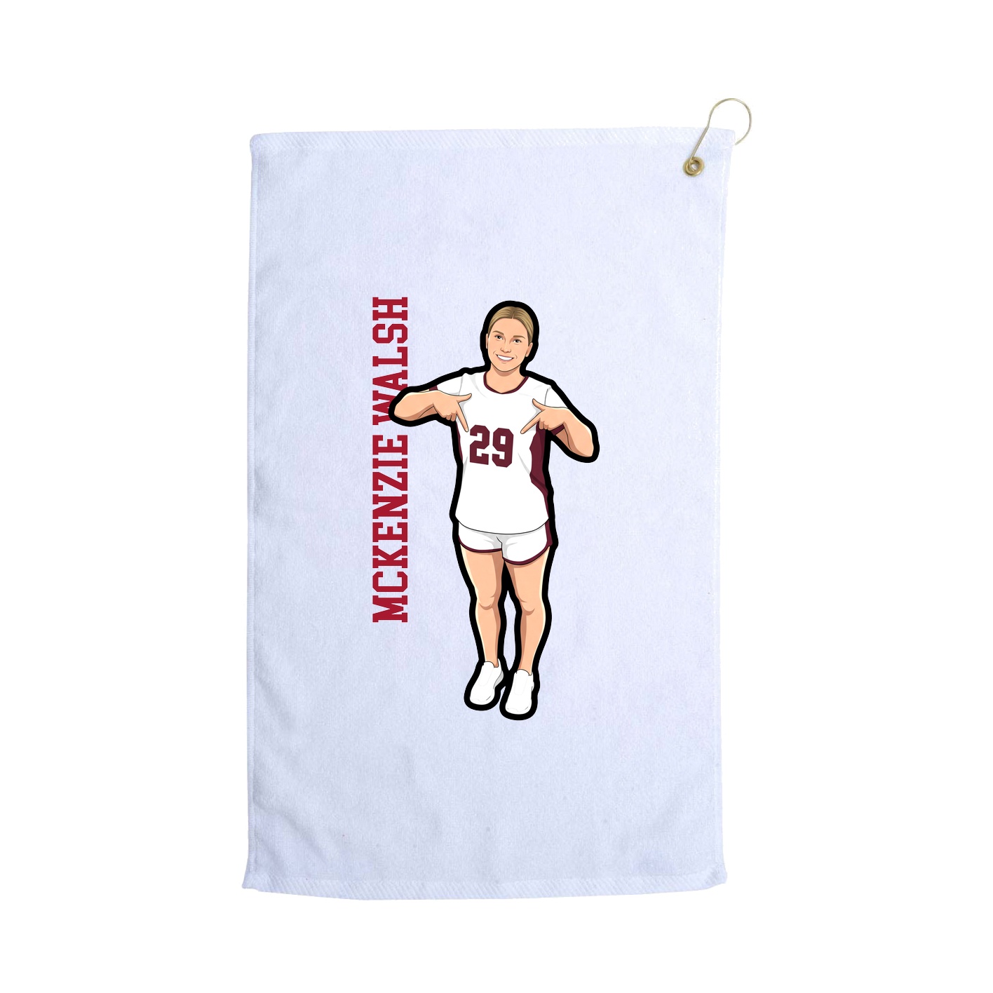 Golf Towel — Name Vertical in White