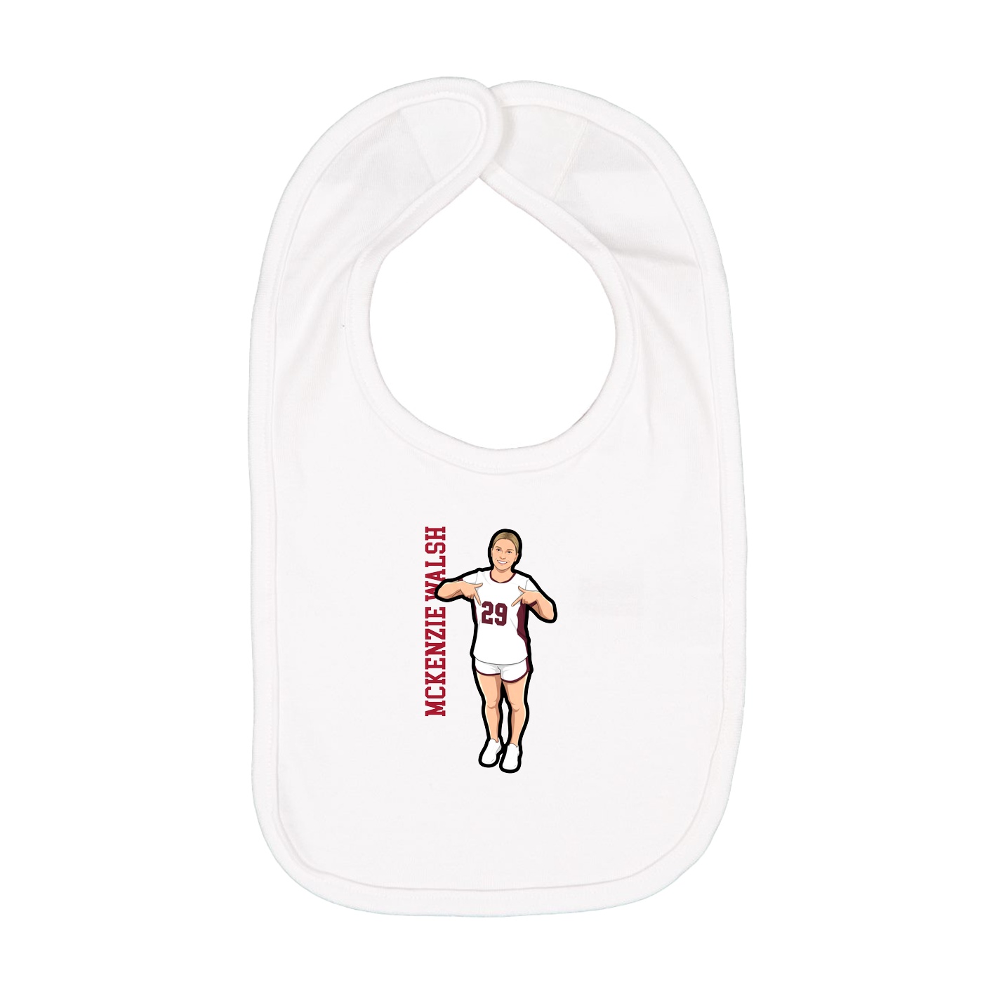 Infant Bib — Name Vertical in White