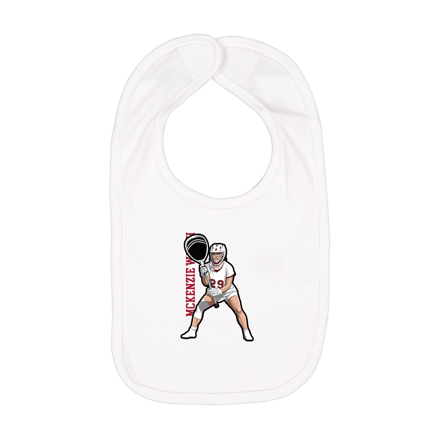 Infant Bib — Name Vertical in White