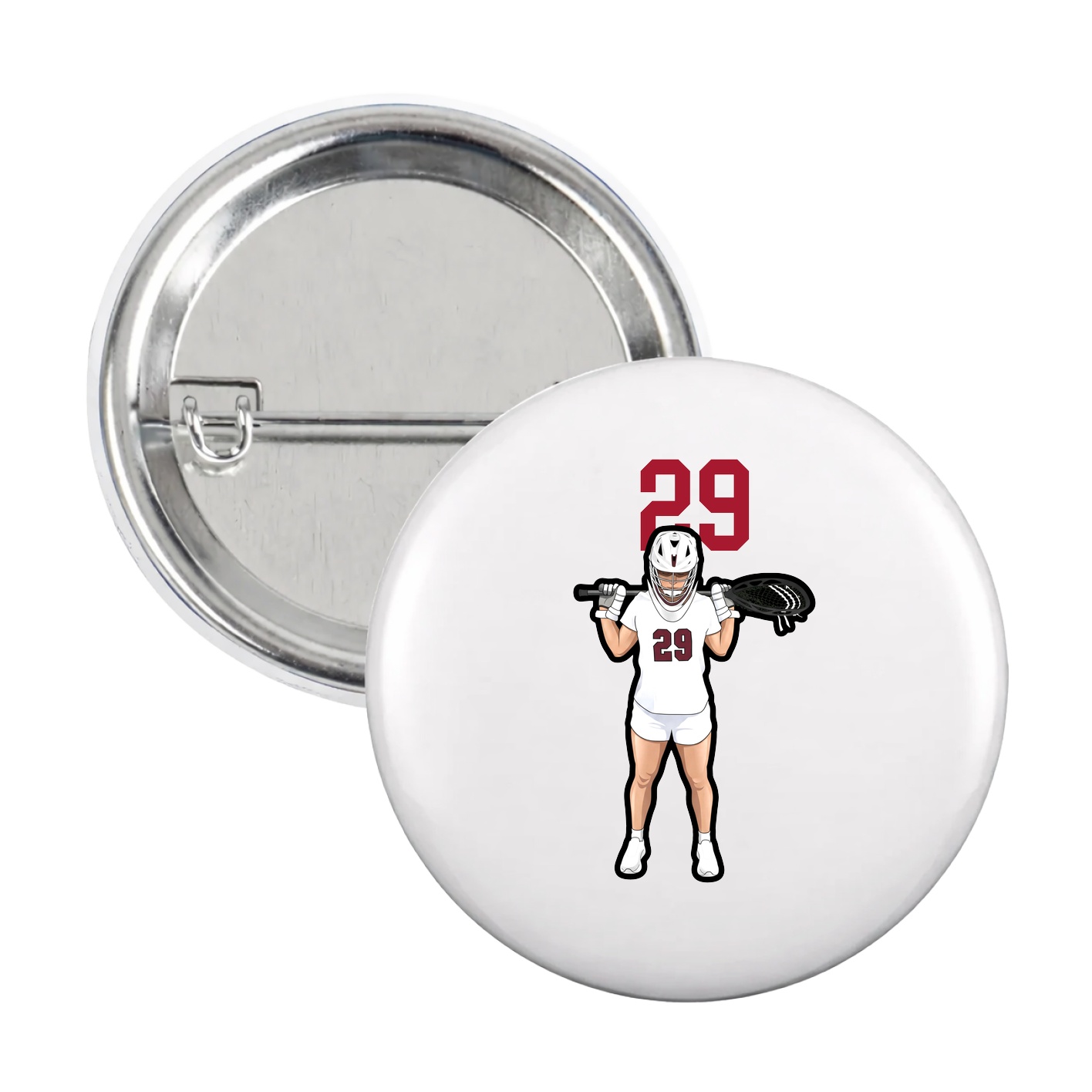 Game Day Button — Number Top in White