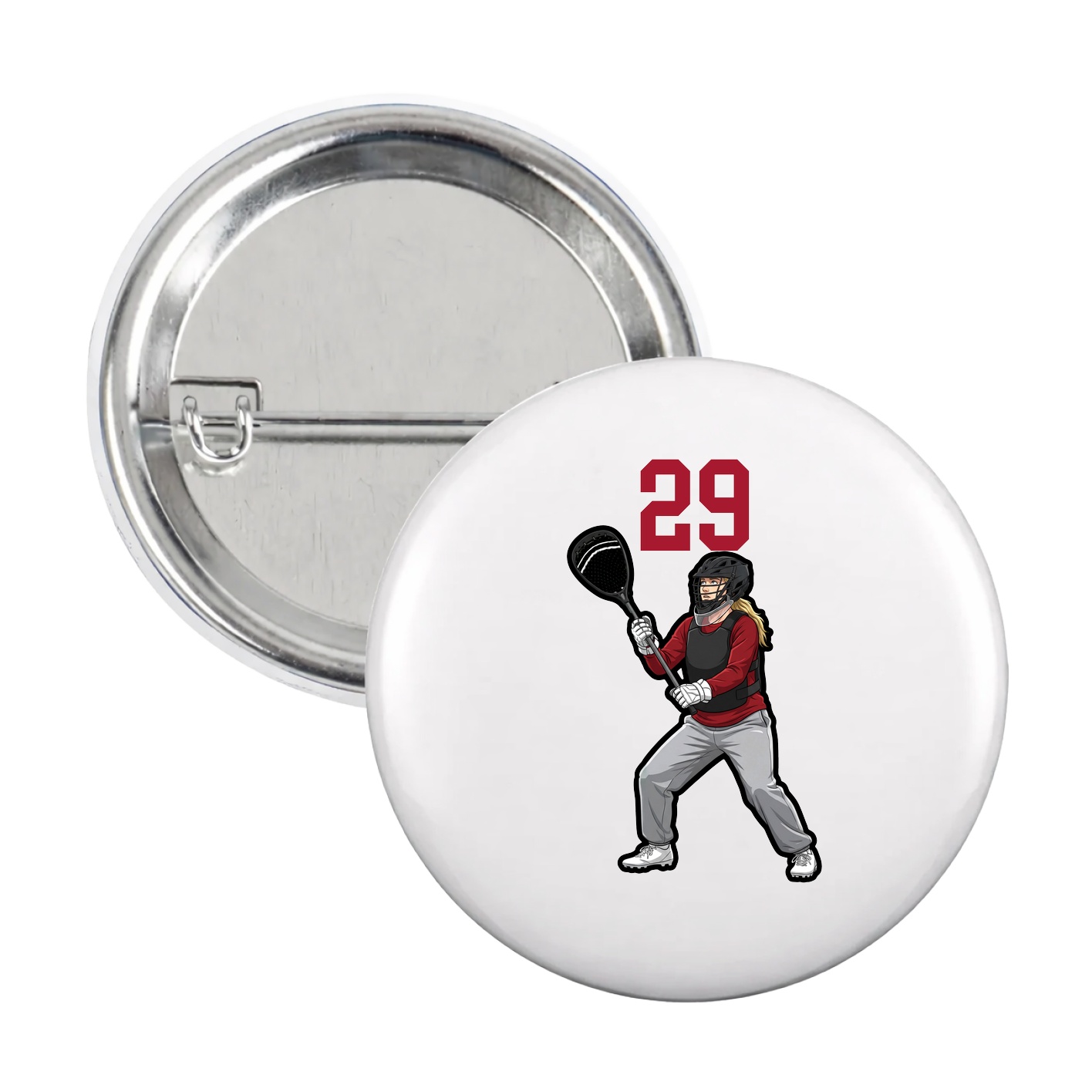 Game Day Button — Number Top in White