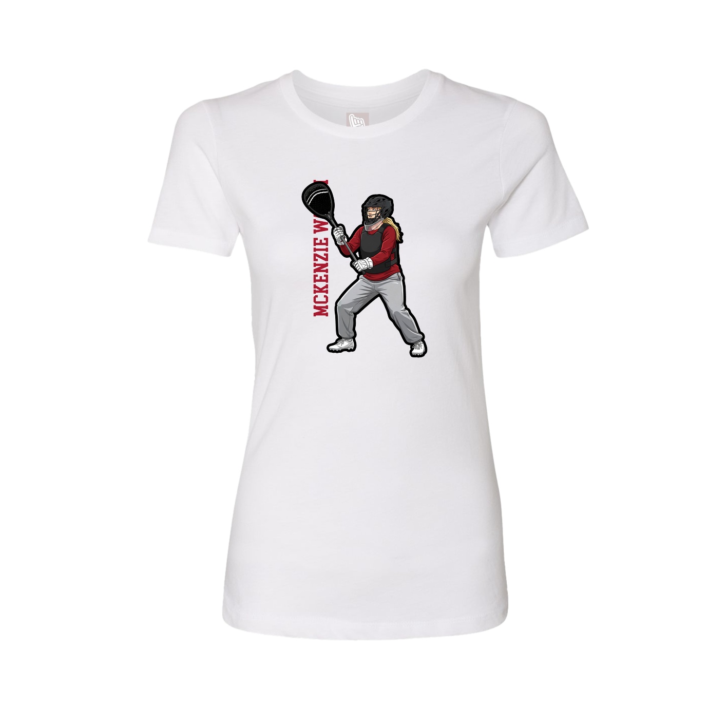 Fitted Women's Tee — Name Vertical in White