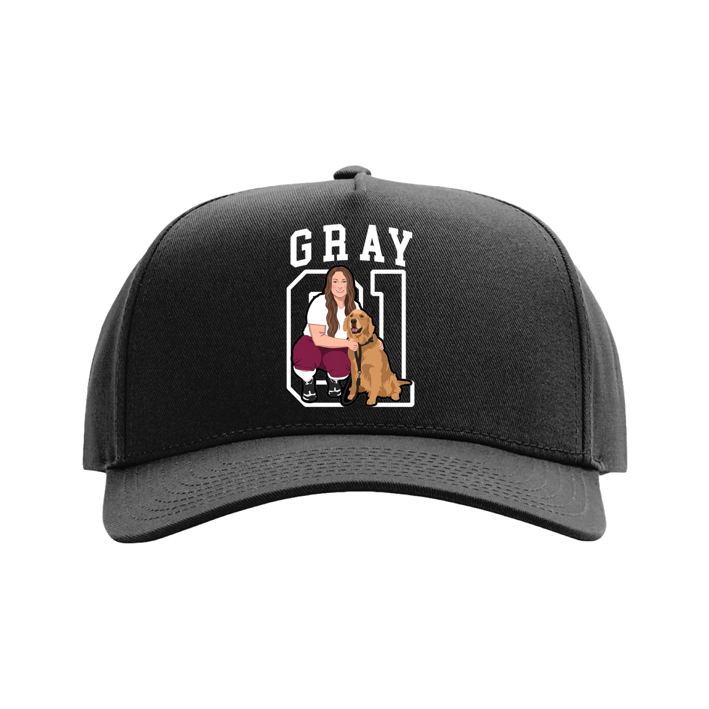 Full Fabric Five-Panel Champ Cap — Shirsey in Black