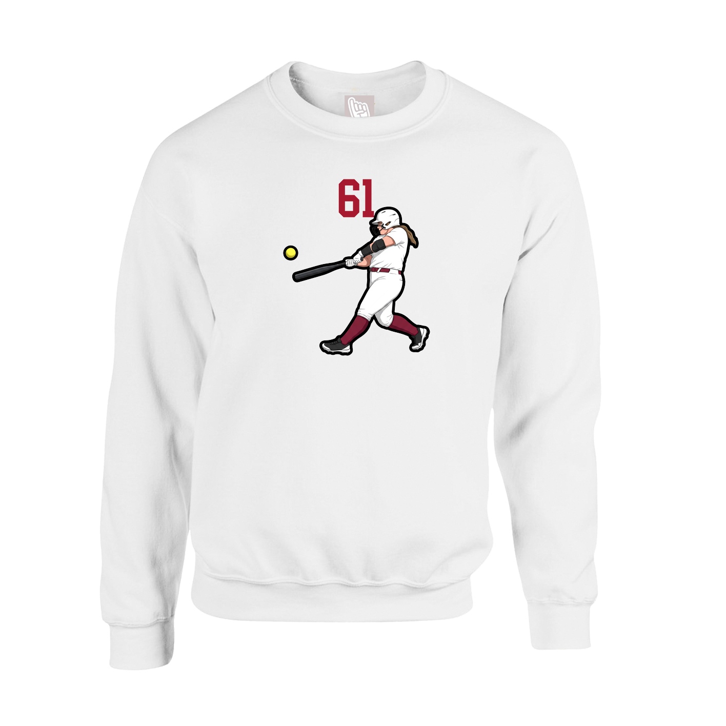 Fleece Crew — Number Top in White