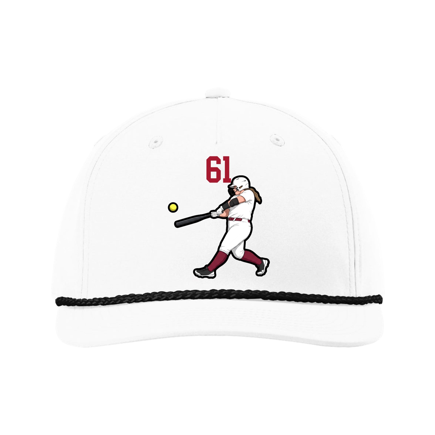 Five-Panel Classic Rope Cap — Number Top in White