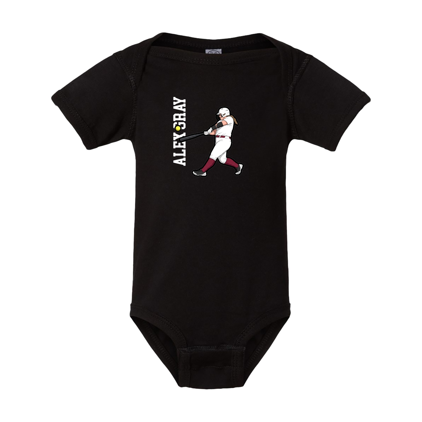 Baby Onesie — Name Vertical in Black