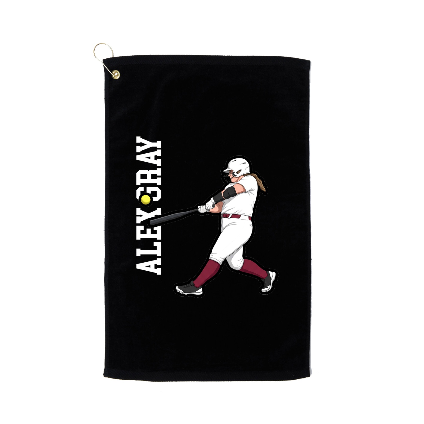 Golf Towel — Name Vertical in Black
