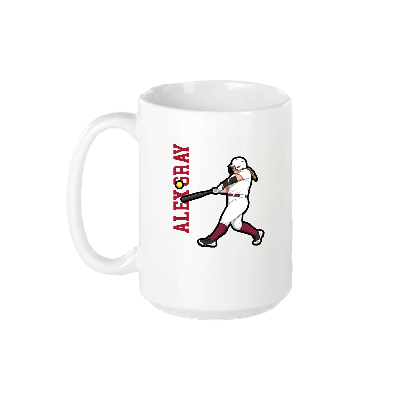 15oz Coffee Mug — Name Vertical in White