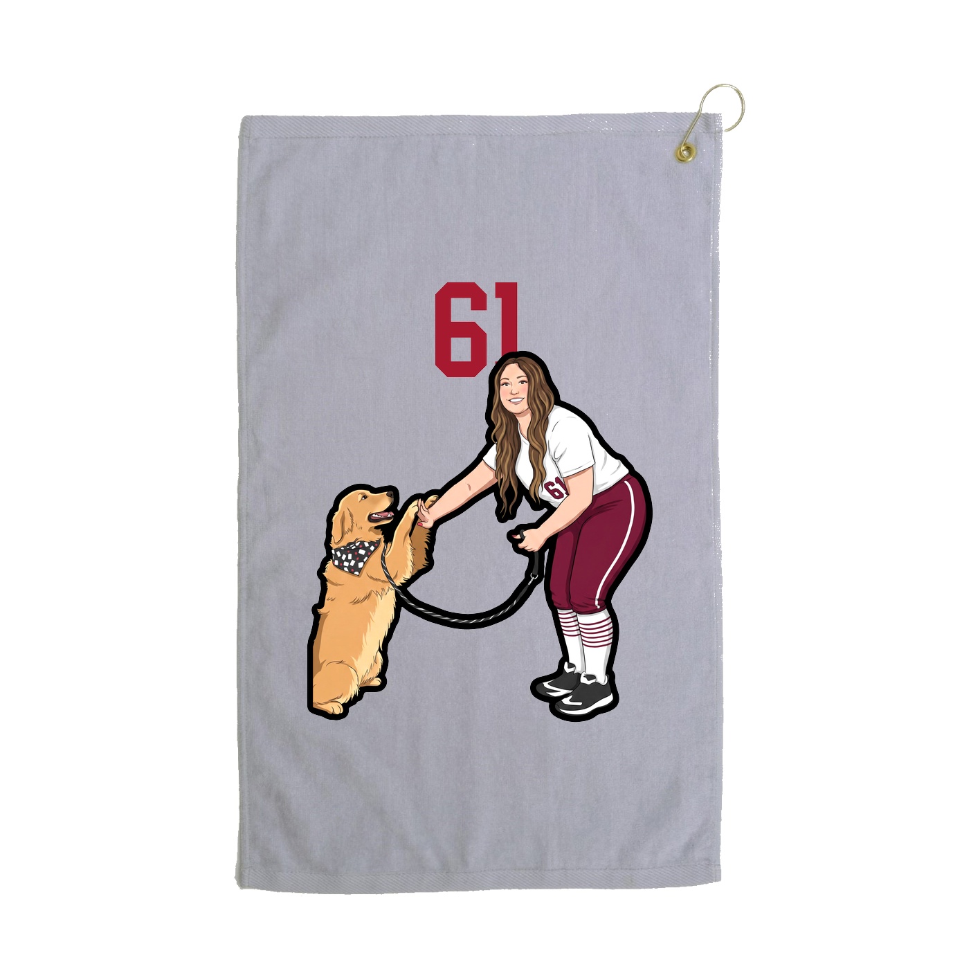 Golf Towel — Number Top in Grey
